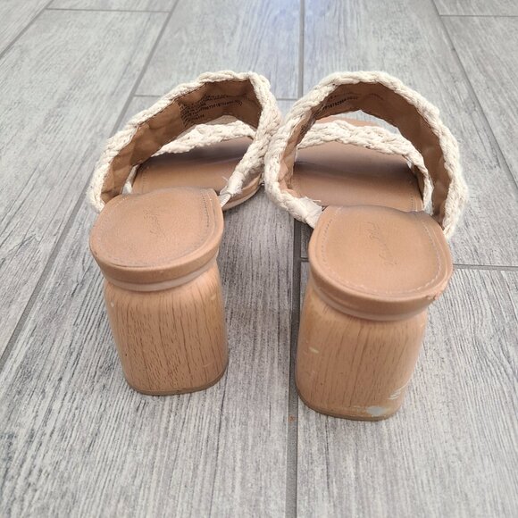 Universal Thread Women's Sandals Braided Block Heel Slip-On Natural Cream size 9 - Picture 6 of 12